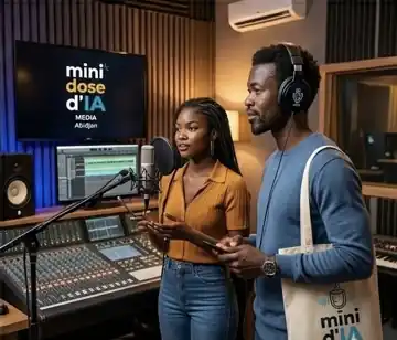 Deux professionnels des médias dans un studio d'enregistrement